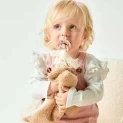 Doudou attache sucette Teddy Rhino Caramel|Nattou Discount