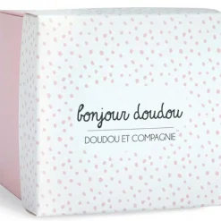 Doudou plat lapin rose J'aime mon doudou|Doudou et Compagnie Outlet