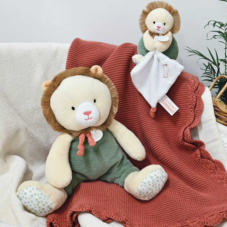 Doudou plat pantin Lion Couleurs savane (15 cm)|Doudou et Compagnie Discount