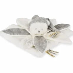 New Doudou et Compagnie Doudou plat pétales Ours Argent (25 cm)