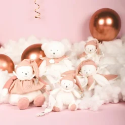 Doudou plat pétales Ours Rose (25 cm)|Doudou et Compagnie Outlet