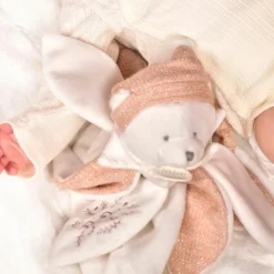 Doudou plat pétales Ours Rose (25 cm)|Doudou et Compagnie Outlet