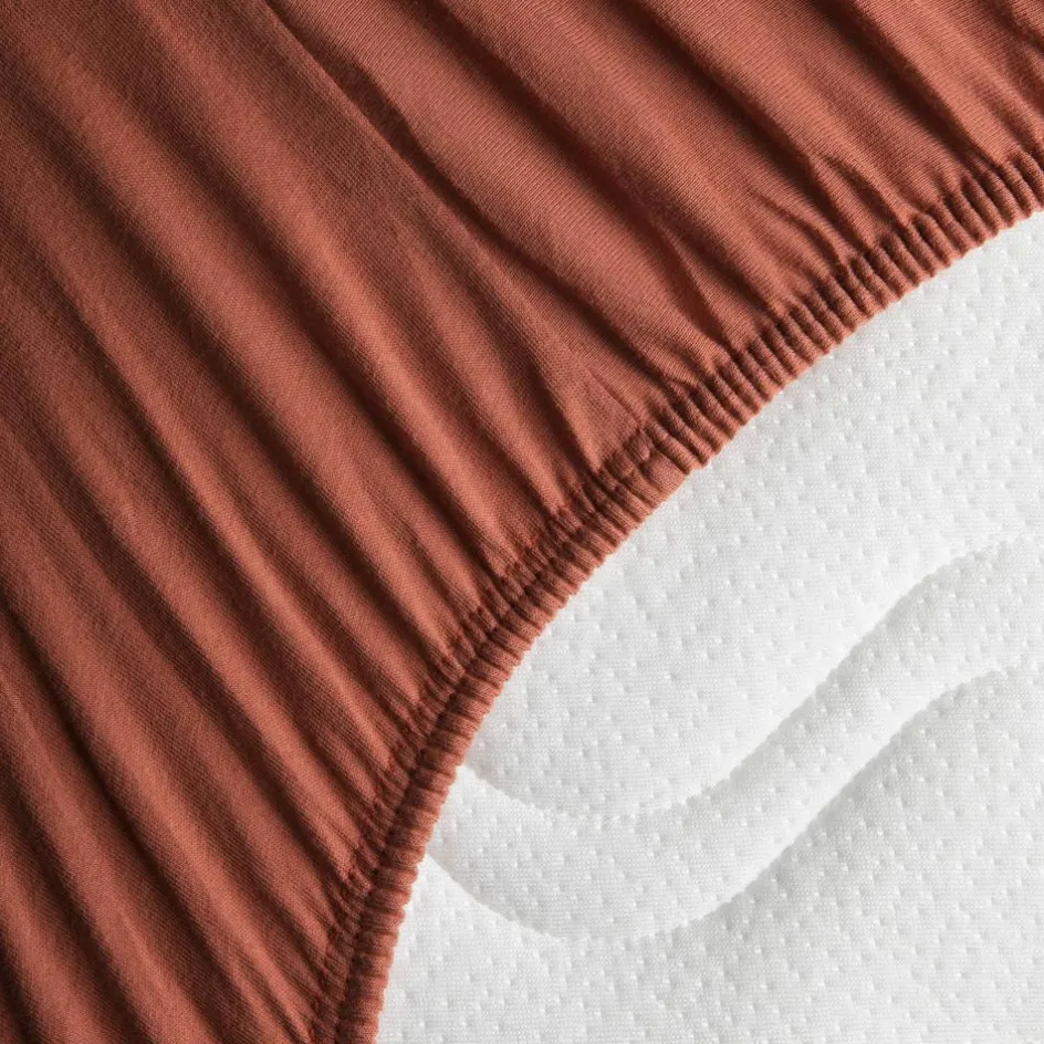 Drap housse en coton bio Terracotta (70 x 140 cm)|Kadolis Outlet