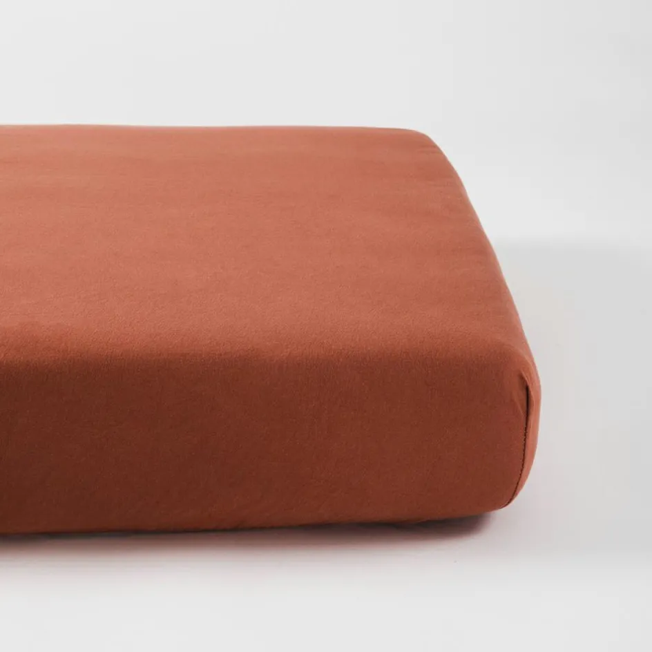 Drap housse en coton bio Terracotta (70 x 140 cm)|Kadolis Outlet
