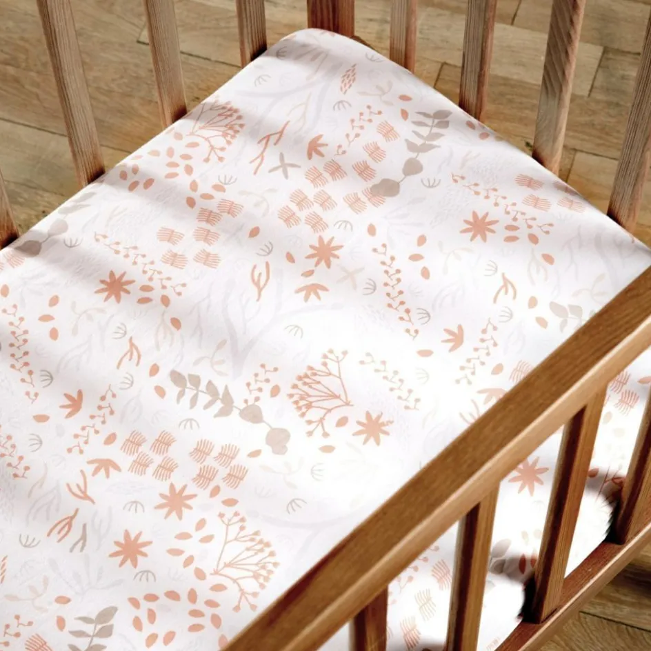 Clearance Kadolis Drap housse en coton bio Yukari Peach (50 x 83 cm)