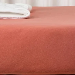 Drap housse en coton bio Terracotta (60 x 120 cm)|Kadolis