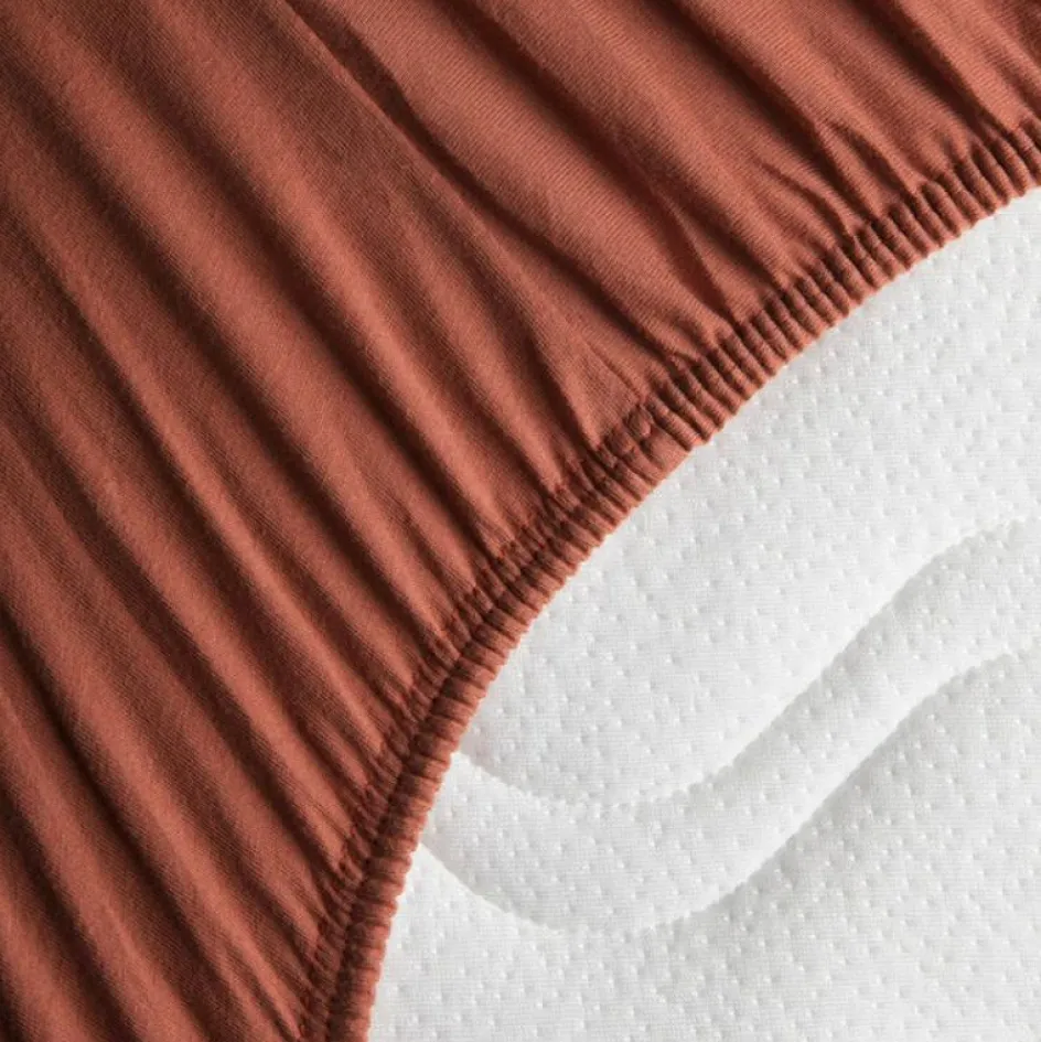 Drap housse en coton bio Terracotta (60 x 120 cm)|Kadolis