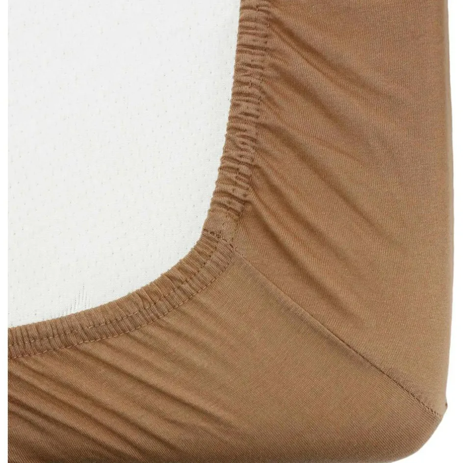 Sale Trois Kilos Sept Drap housse en coton Camel (70 x 140 cm)