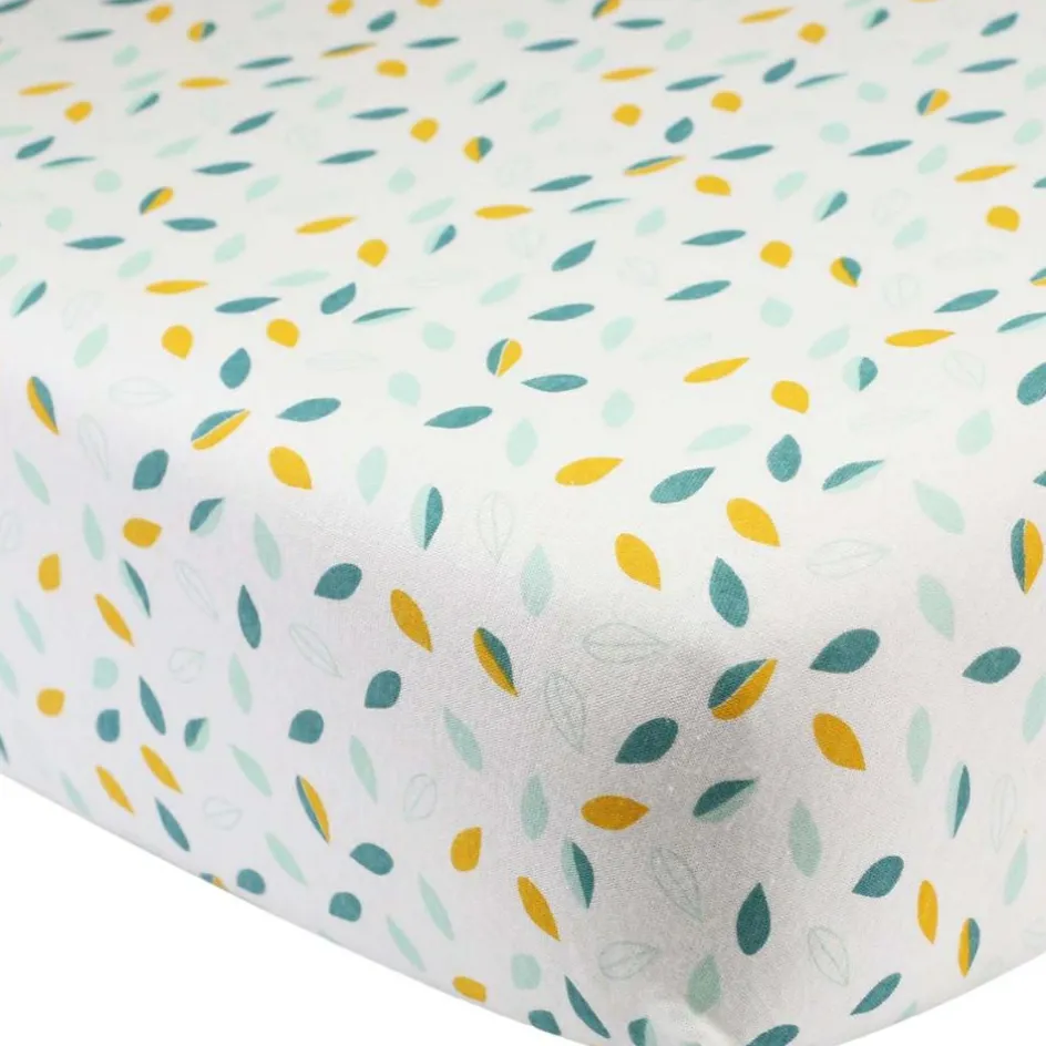 Trois Kilos Sept Drap housse en coton Feuille (60 x 120 cm)