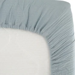 Best Domiva Drap housse en gaze de coton bleu vintage (70 x 140 cm)