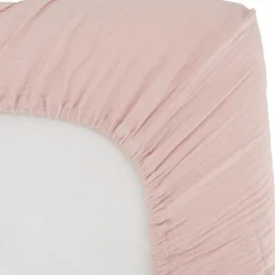 Drap housse en gaze de coton vieux rose (60 x 120 cm)|Domiva Clearance