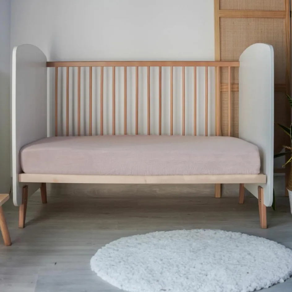 Drap housse en gaze de coton vieux rose (60 x 120 cm)|Domiva Clearance