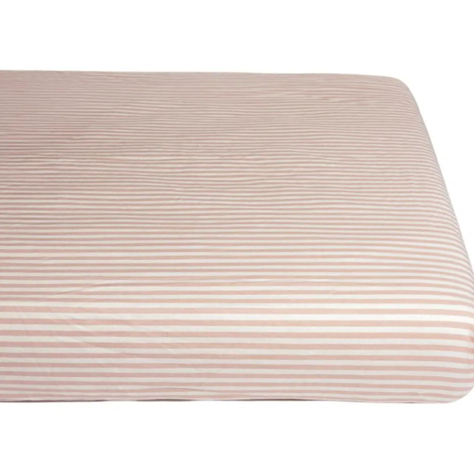 Discount Kadolis Drap housse percale de coton Rayé Peach (70 x 140 cm)