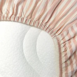 Discount Kadolis Drap housse percale de coton Rayé Peach (70 x 140 cm)