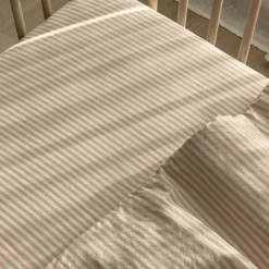 Discount Kadolis Drap housse percale de coton Rayé Peach (70 x 140 cm)