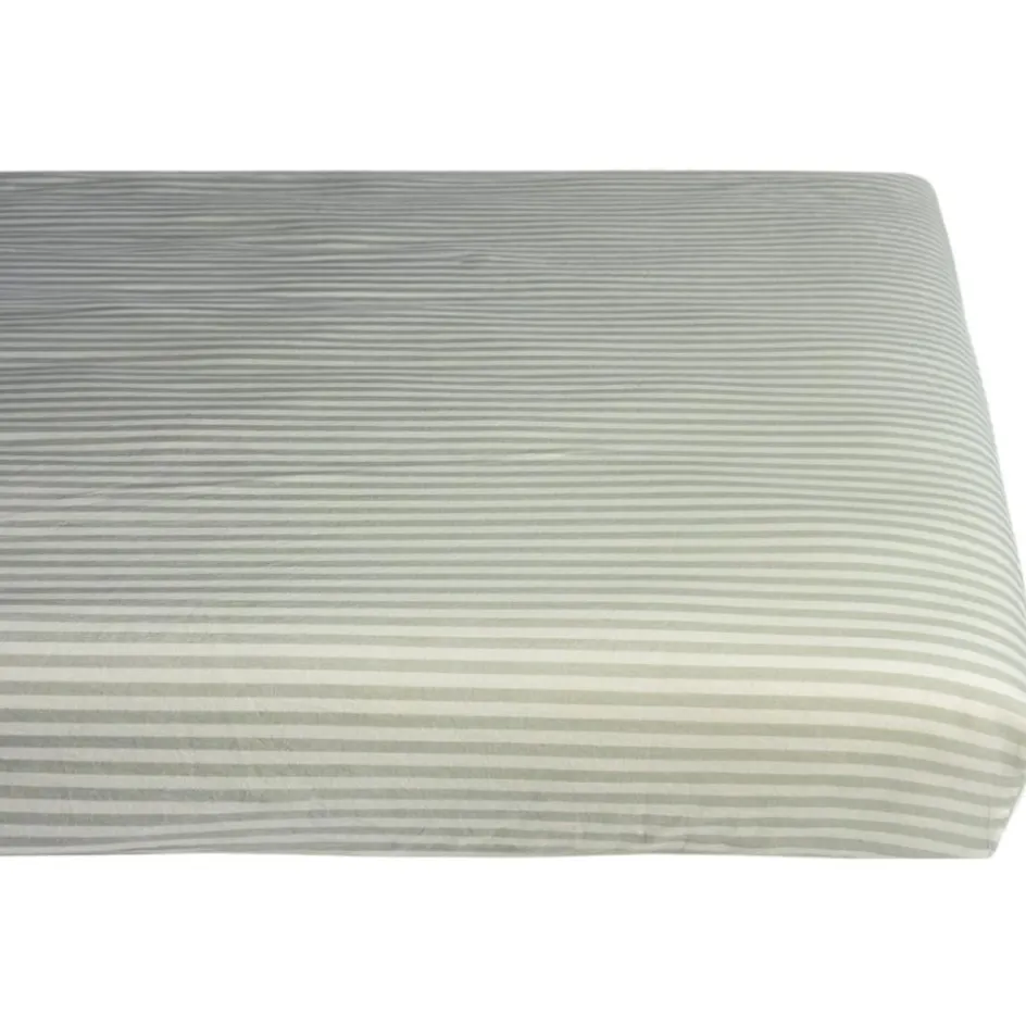 Hot Kadolis Drap housse percale de coton Rayé Tilleul (70 x 140 cm)