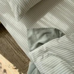 Hot Kadolis Drap housse percale de coton Rayé Tilleul (70 x 140 cm)