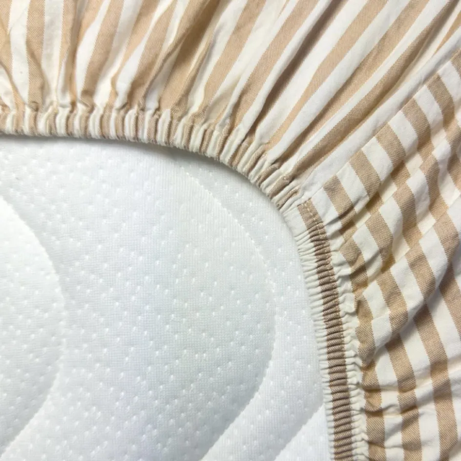Drap housse percale de coton Rayé Ambre (60 x 120 cm)|Kadolis Outlet