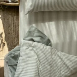 Drap housse percale de coton Rayé Tilleul (60 x 120 cm)|Kadolis Hot