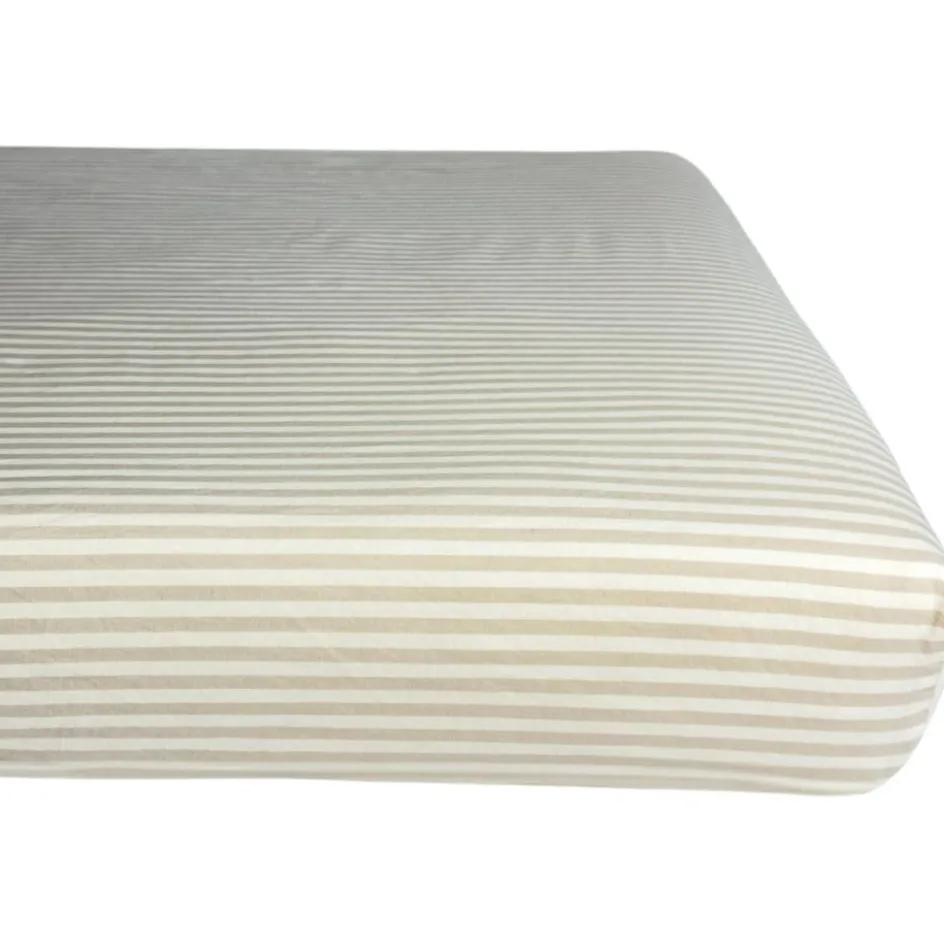 Drap housse percale de coton Rayé Lin (70 x 140 cm)|Kadolis