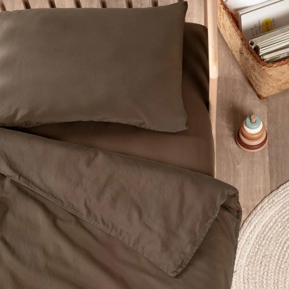 Discount Kadolis Drap housse Satin Brun (70 x 140 cm)