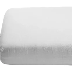 Drap housse satin de coton bio Blanc craie (70 x 140 cm)|Kadolis Discount
