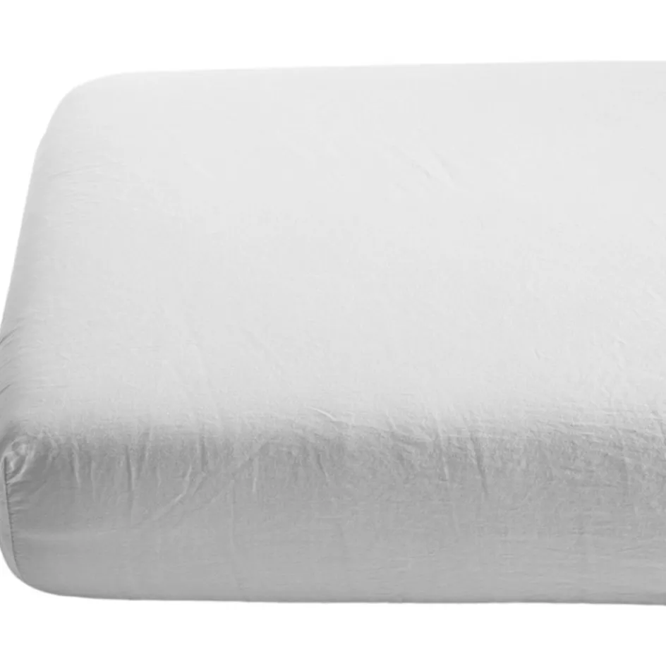 Drap housse satin de coton bio Blanc craie (70 x 140 cm)|Kadolis Discount