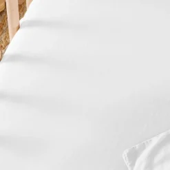 Drap housse satin de coton bio Blanc craie (70 x 140 cm)|Kadolis Discount