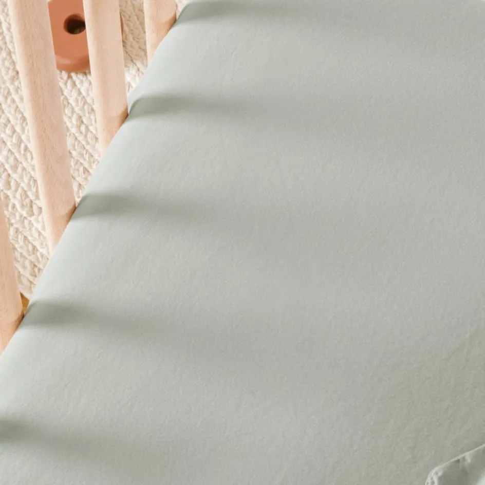 Drap housse satin de coton bio Tilleul (60 x 120 cm)|Kadolis Sale