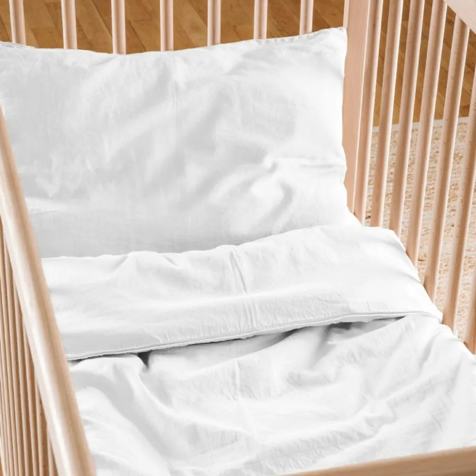 Discount Kadolis Drap housse satin de coton bio Blanc craie (60 x 120 cm)