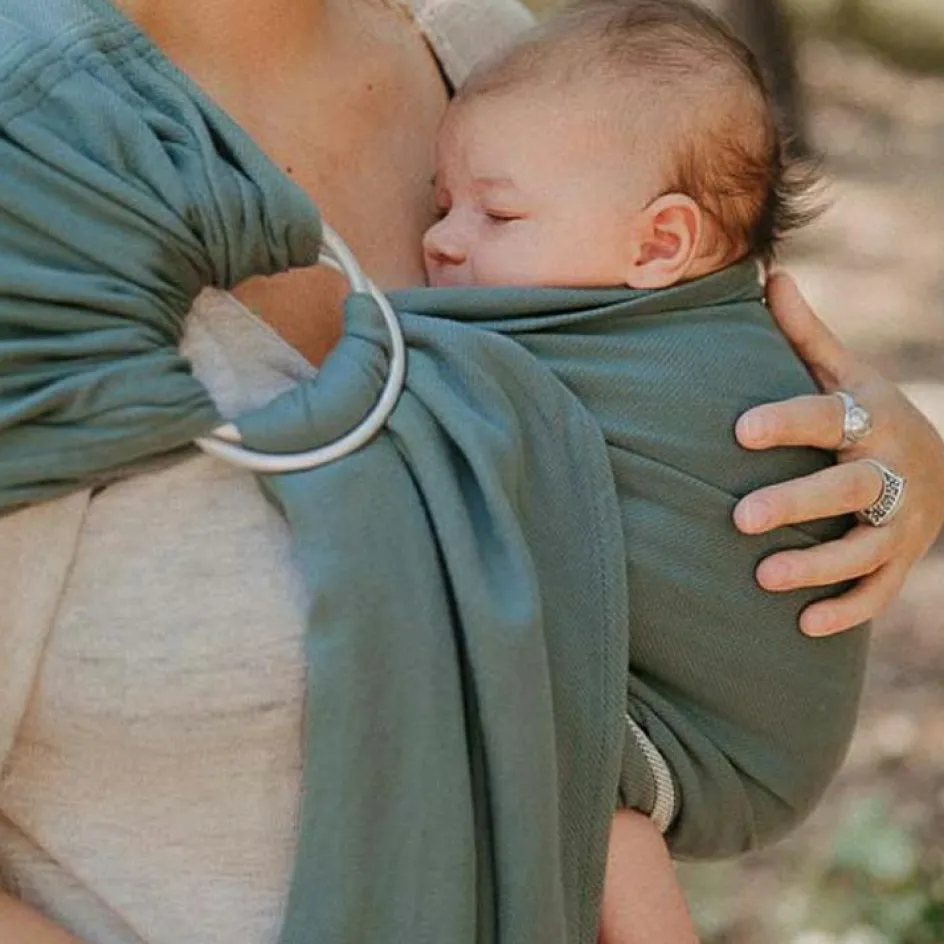 Clearance NéoBulle Echarpe de portage Sling sans noeud tissé en coton bio vert eucalyptus