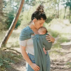 Clearance NéoBulle Echarpe de portage Sling sans noeud tissé en coton bio vert eucalyptus
