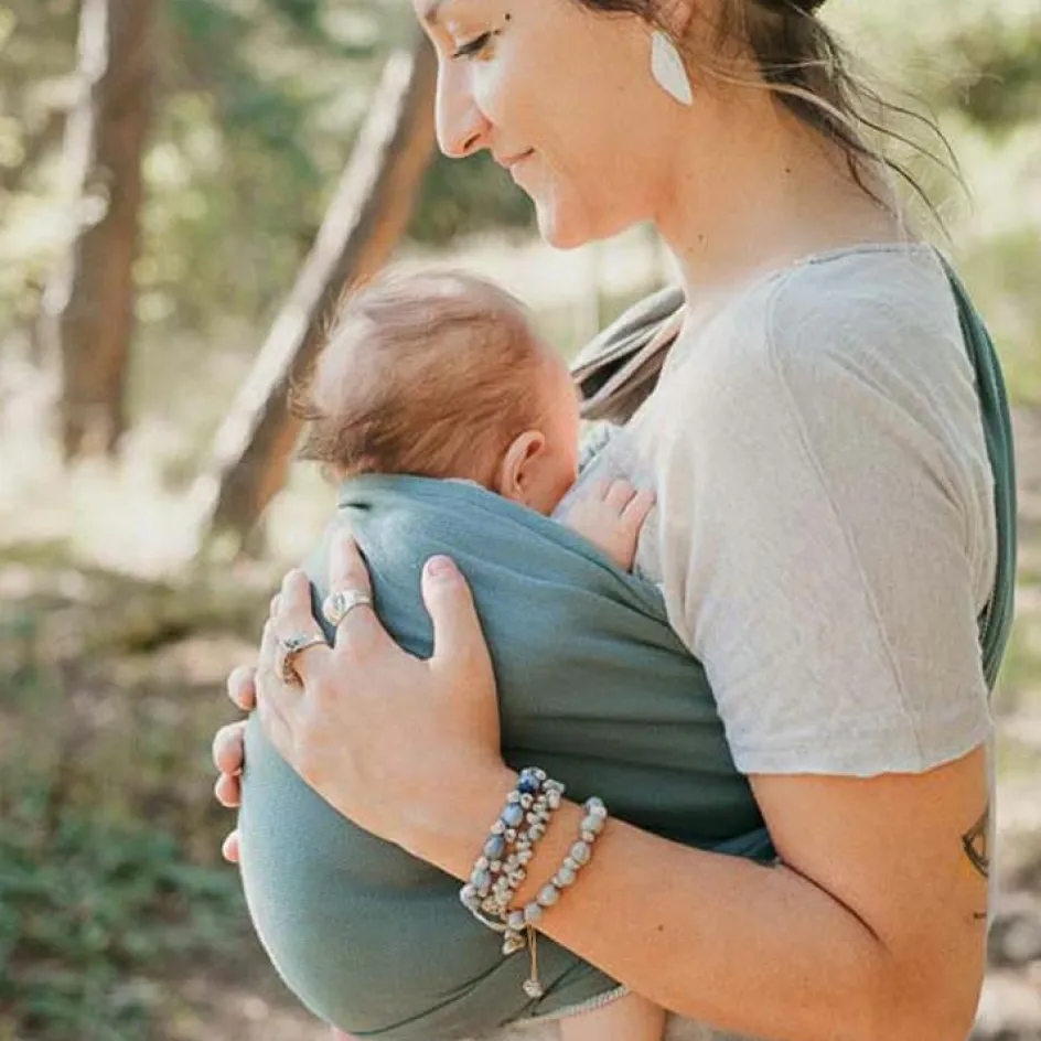Clearance NéoBulle Echarpe de portage Sling sans noeud tissé en coton bio vert eucalyptus