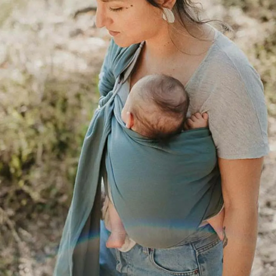 Clearance NéoBulle Echarpe de portage Sling sans noeud tissé en coton bio vert eucalyptus