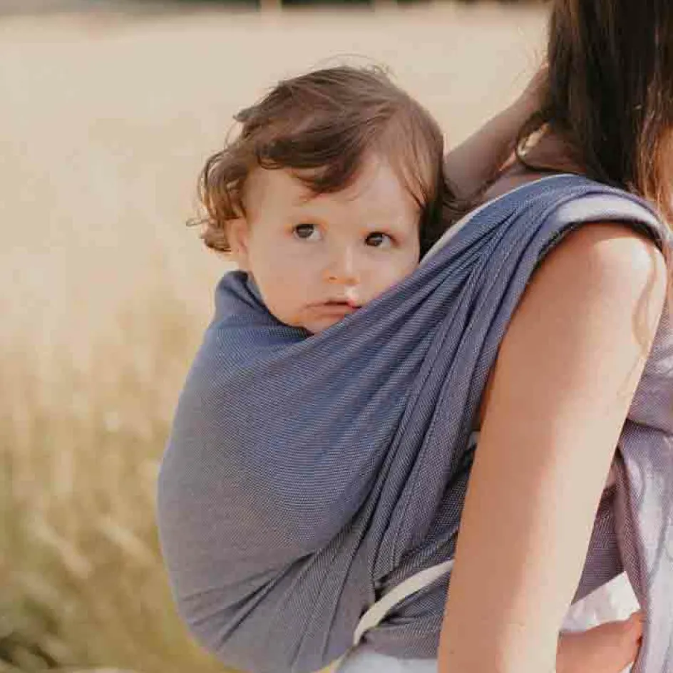 Echarpe de portage tissée en coton bio bleu cobalt (4,60 m)|NéoBulle Discount