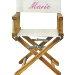 ANVIE Fauteuil metteur en scène rose pieds bois (personnalisable)
