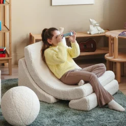 Wigiwama Fauteuil Moon Cream White molletonné