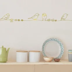 Best Mimi'lou Frise murale Perles et Oiseaux Gold (5 m)