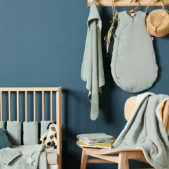 Gigoteuse d'été forme kimono double gaze vert de gris (6-18 mois)|BB & Co