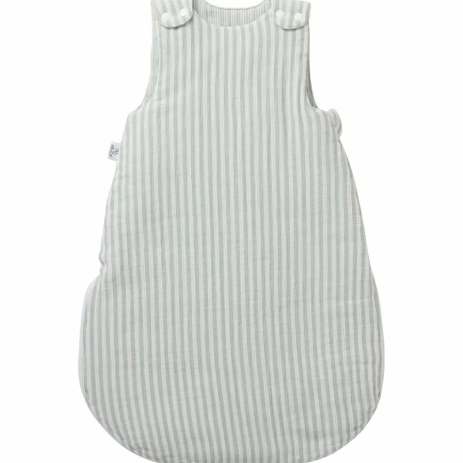 Gigoteuse ouatinée en gaze de coton rayé vert de gris (6-18 mois)|BB & Co Online