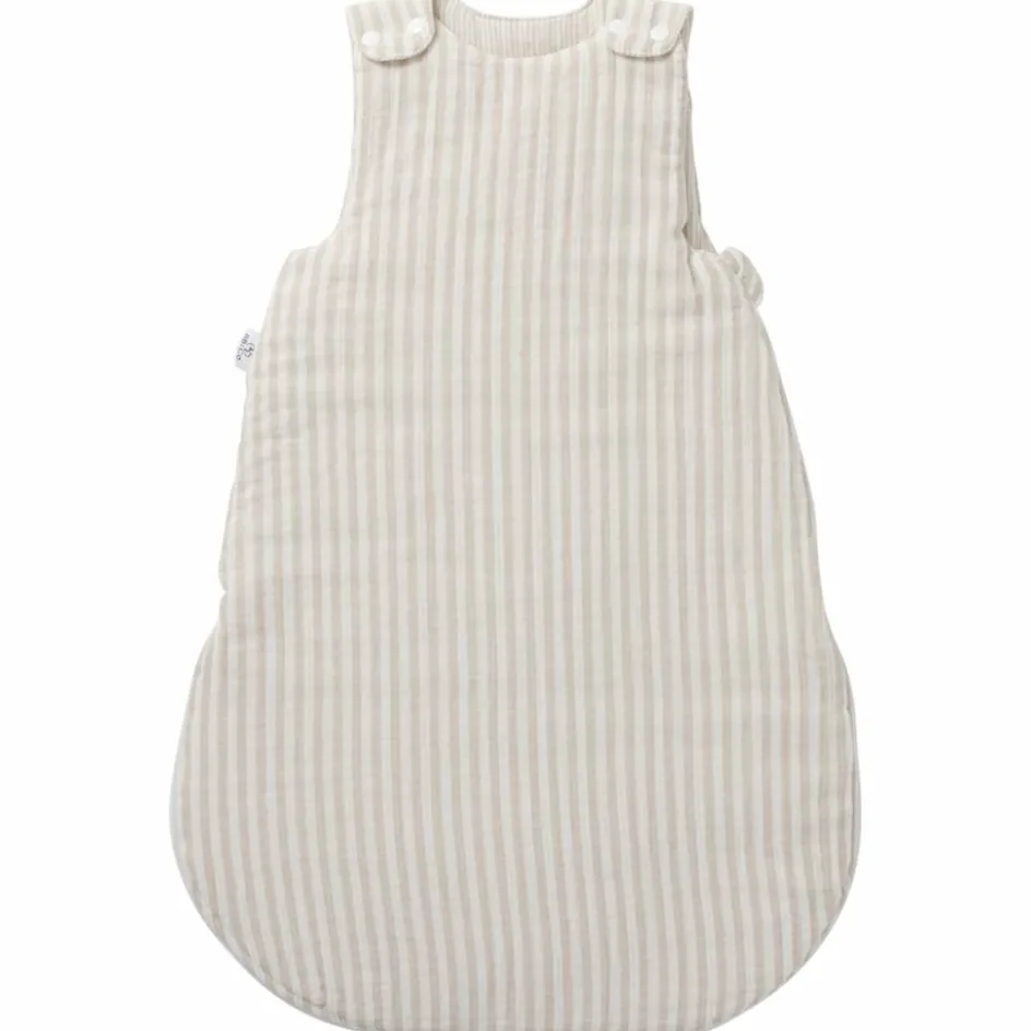 Gigoteuse ouatinée en gaze de coton beige rayé galet (6-18 mois)|BB & Co New