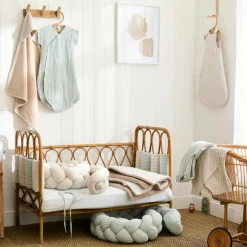 Gigoteuse ouatinée en gaze de coton beige rayé galet (6-18 mois)|BB & Co New