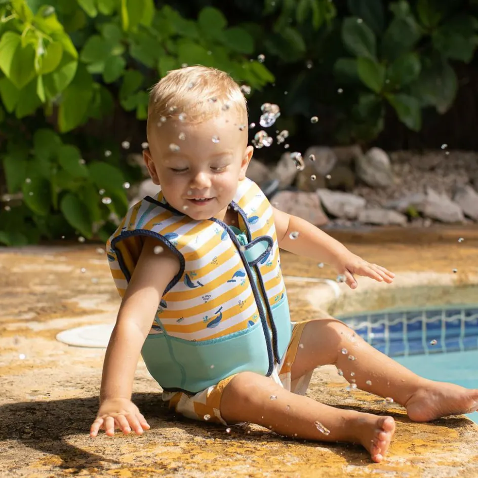 Gilet de natation Baleine jaune-blanc (4-6 ans)|Swim Essentials Outlet