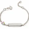 Gourmette Fleur laqué 12 + 2 cm (argent)|Baby bijoux Hot