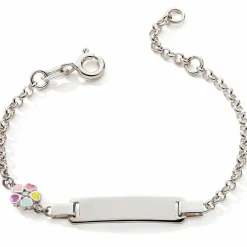 Gourmette Fleur laqué 12 + 2 cm (argent)|Baby bijoux Hot