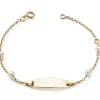 Hot Baby bijoux Gourmette plaque ovale avec perles (or jaune 375°)
