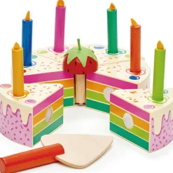 Discount Tender Leaf Gâteau d'anniversaire arc-en-ciel à découper