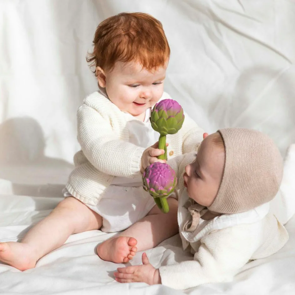 Hochet anneau de dentition 2 en 1 artichaut|Oli & Carol Sale