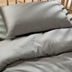 Hot Kadolis Housse de couette pur coton Gris tourterelle (100 x 140 cm)