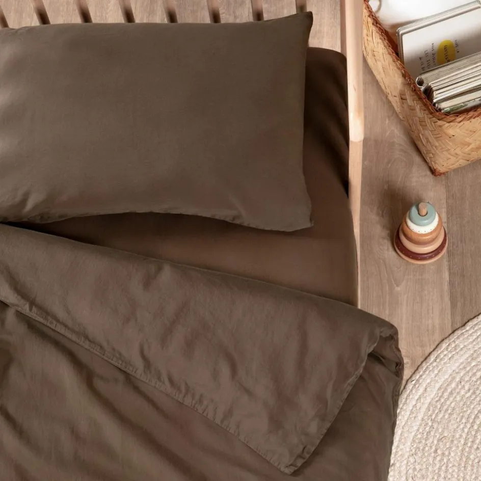 Hot Kadolis Housse de couette Satin Brun (75 x 120 cm)